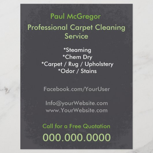Carpet Cleaning Service Flyer (Achterkant)