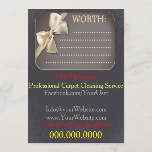 Carpet Cleaning Service Gift Voucher (Achterkant)