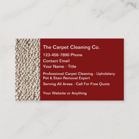 Carpet Cleaning Services With Quote Space Visitekaartje (Voorkant)