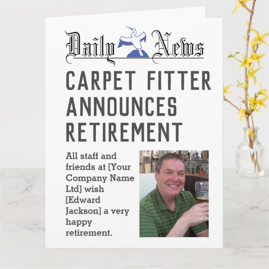 Carpet Fitter Retirement Kaart om te personalisere (Gele Bloem)