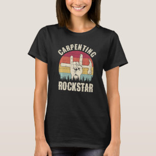 Carpingerend rockstar carpenter dad retro-houtwerk t-shirt
