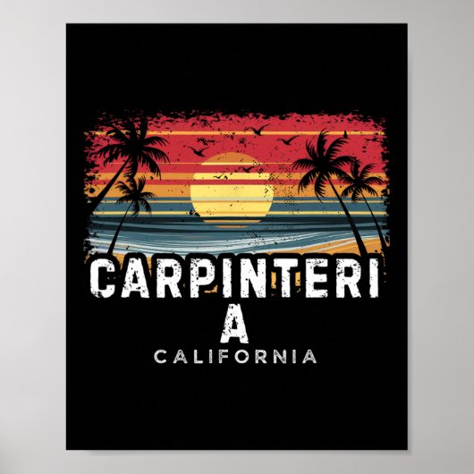 Carpinteria Beach Californië Surfplank Strand  Poster (Voorkant)