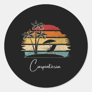 Carpinteria Beach Lover Palmbomen Lente Ronde Sticker