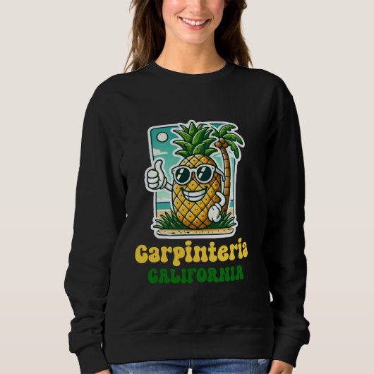 Carpinteria California CA Schattige Strand Ananas Trui (Voorkant)