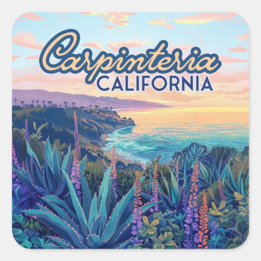 Carpinteria California Santa Barbara Ventura Beach Vierkante Sticker (Voorkant)