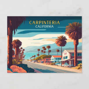 Carpinteria California Sunset Palm Trees Retro Briefkaart