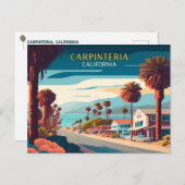 Carpinteria California Sunset Palm Trees Retro Briefkaart (Voorkant / Achterkant)