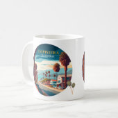 Carpinteria California Sunset Palm Trees Retro Koffiemok (Voorkant links)