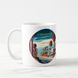 Carpinteria California Sunset Palm Trees Retro Koffiemok