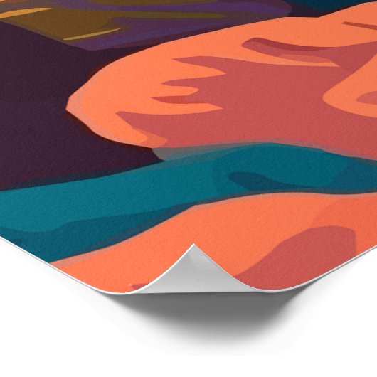 Carpinteria California Sunset Palm Trees Retro Poster (Hoek)