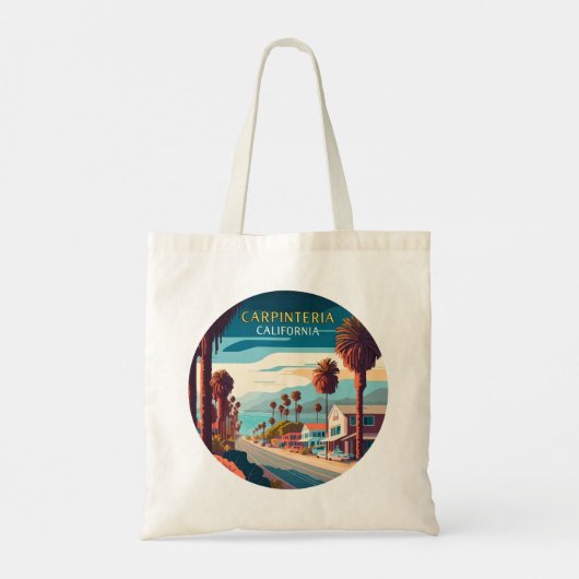 Carpinteria California Sunset Palm Trees Retro Tote Bag (Achterkant)