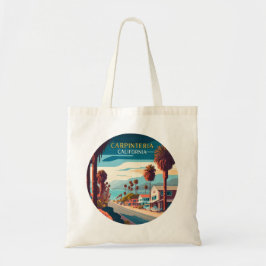 Carpinteria California Sunset Palm Trees Retro Tote Bag