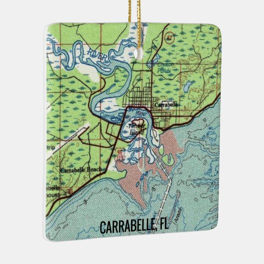 Carrabelle FL  kaart Keramisch Ornament (Rechts)