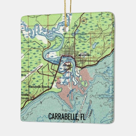 Carrabelle FL  kaart Keramisch Ornament (Links)