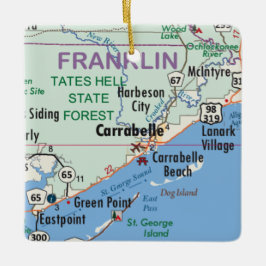 Carrabelle Florida Map Keramisch Ornament