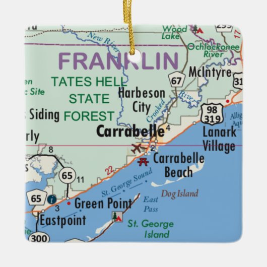 Carrabelle Florida Map Keramisch Ornament (Voorkant)