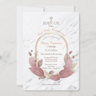 Carrara Floral Religious Invitations Kaart
