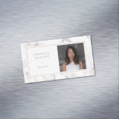 Carrara Marble Faux Roos Gold Foto Magnetisch Visitekaartje (Voorbeeld)