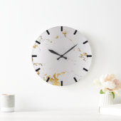 Carrara Marble Gray Silver Gold Black Stone Grote Klok (Huis)