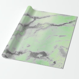 Carrara Marble Mint Green Grey Silver Minimal Cadeaupapier