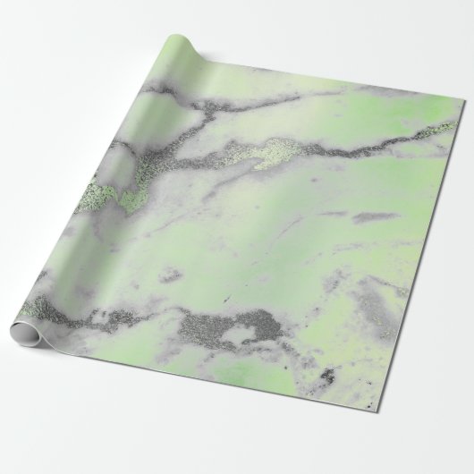 Carrara Marble Mint Green Grey Silver Minimal Cadeaupapier (Uitgerold)