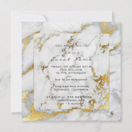 Carrara Marble White Grey Golden Lijst Lux Event Kaart