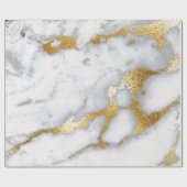 Carrara Marble White Grey Golden Strokes Minimal Cadeaupapier (Vlak)