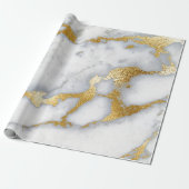 Carrara Marble White Grey Golden Strokes Minimal Cadeaupapier (Uitgerold)
