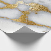 Carrara Marble White Grey Golden Strokes Minimal Cadeaupapier (Hoek)