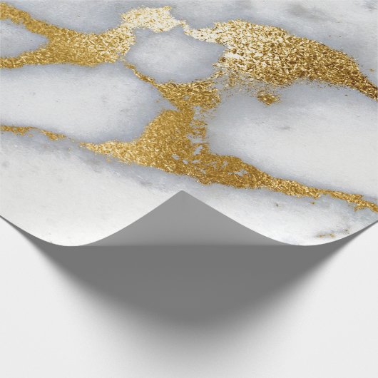 Carrara Marble White Grey Golden Strokes Minimal Cadeaupapier (Hoek)