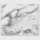 Carrara Marble White Grey Silver Strokes Minimale Cadeaupapier (Vlak)