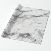 Carrara Marble White Grey Silver Strokes Minimale Cadeaupapier (Uitgerold)