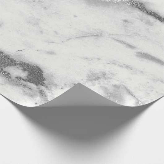 Carrara Marble White Grey Silver Strokes Minimale Cadeaupapier (Hoek)