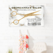 Carrara Marmer Gouden Schaar Haar Stylist Adres Spandoek (Insitu)