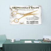 Carrara Marmer Gouden Schaar Haar Stylist Adres Spandoek (Beurs)