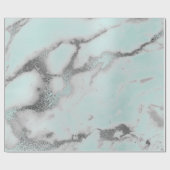 Carrara Marmer Tiffany Bord Aqua Grijs Zilver Cadeaupapier (Vlak)
