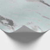 Carrara Marmer Tiffany Bord Aqua Grijs Zilver Cadeaupapier (Hoek)