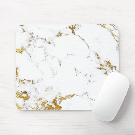 Carrara Minimal Lux Gold White Grey Marble Muismat (Met muis)