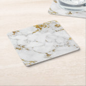 Carrara White Gold Marble Grey Square Onderzetters (Schuin)