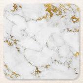 Carrara White Gold Marble Grey Square Onderzetters (Voorkant)