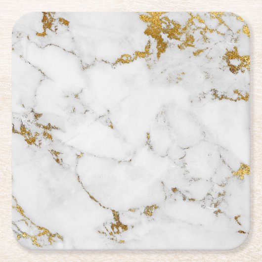 Carrara White Gold Marble Grey Square Onderzetters (Voorkant)