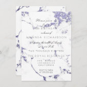 Carrara White Marble Indigo Navy Glitter Elegant Kaart (Voorkant / Achterkant)
