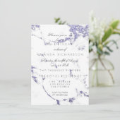 Carrara White Marble Indigo Navy Glitter Elegant Kaart (Staand voorkant)