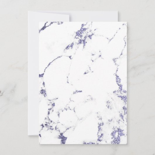 Carrara White Marble Indigo Navy Glitter Elegant Kaart (Achterkant)