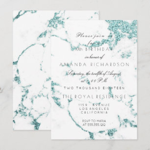 Carrara Witte Marmeren Tiffany Aqua Glitter Verjaa Kaart