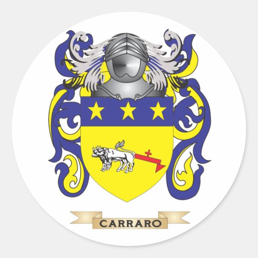 Carraro Wapen (Familie Crest) Ronde Sticker (Voorkant)