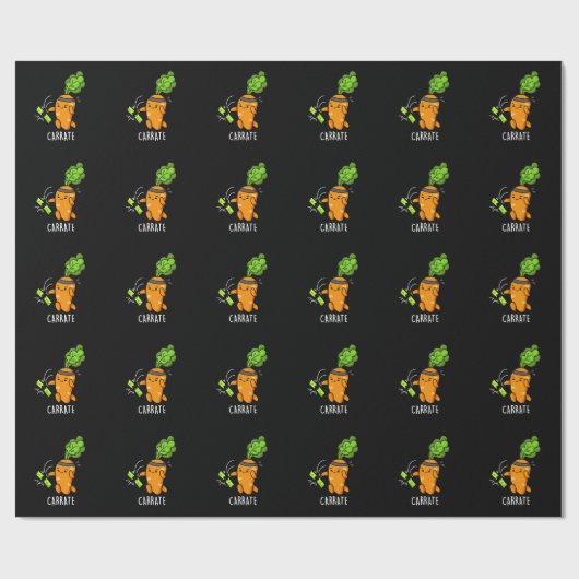 Carrate Funny Carrot Karate Pun Dark BG Cadeaupapier (Vlak)