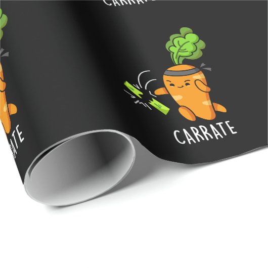 Carrate Funny Carrot Karate Pun Dark BG Cadeaupapier (Rol Hoek)