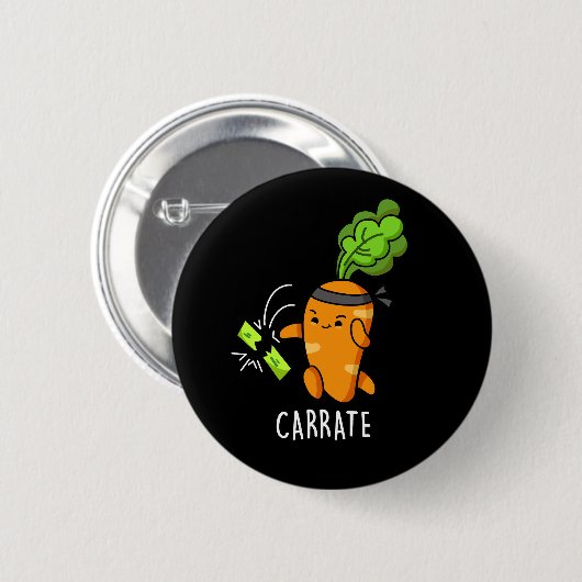 Carrate Funny Carrot Karate Pun Dark BG Ronde Button 5,7 Cm (Voorkant /achterkant)