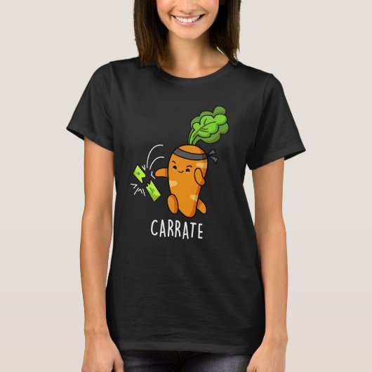 Carrate Funny Carrot Karate Pun Dark BG T-shirt (Voorkant)
